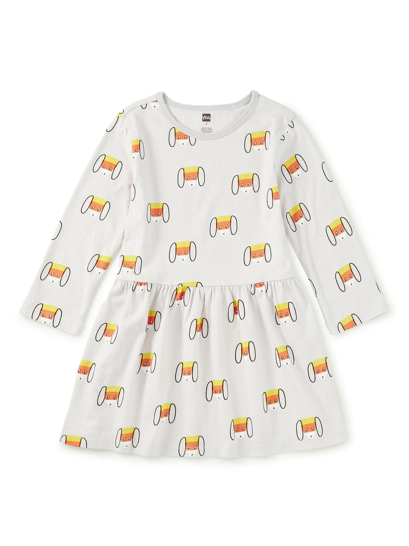 Long Sleeve Skirted Dress, Candy Corn Dog
