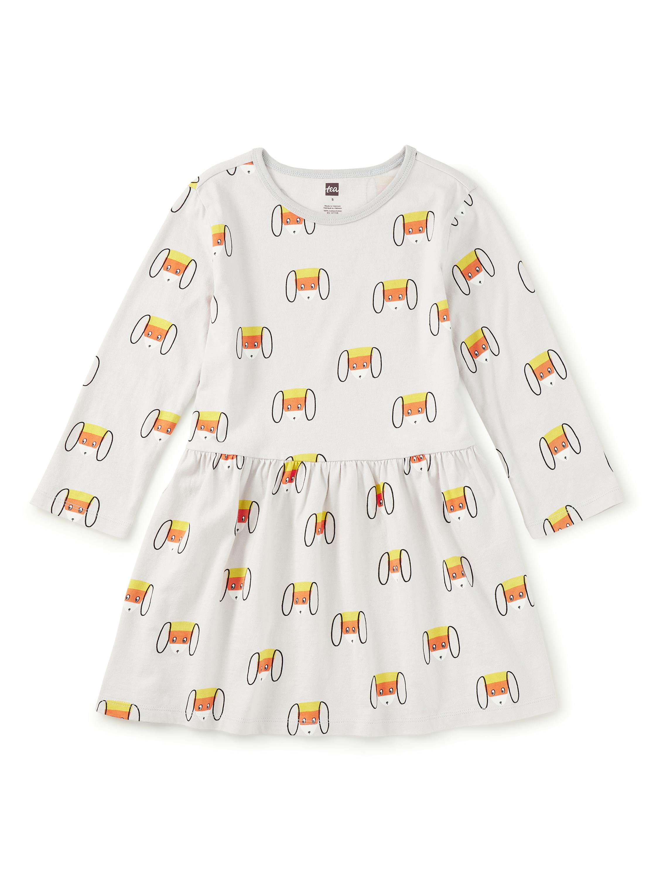 Long Sleeve Skirted Dress, Candy Corn Dog