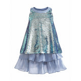 Blue Sylvara Sequin Ruffle Skirt Set