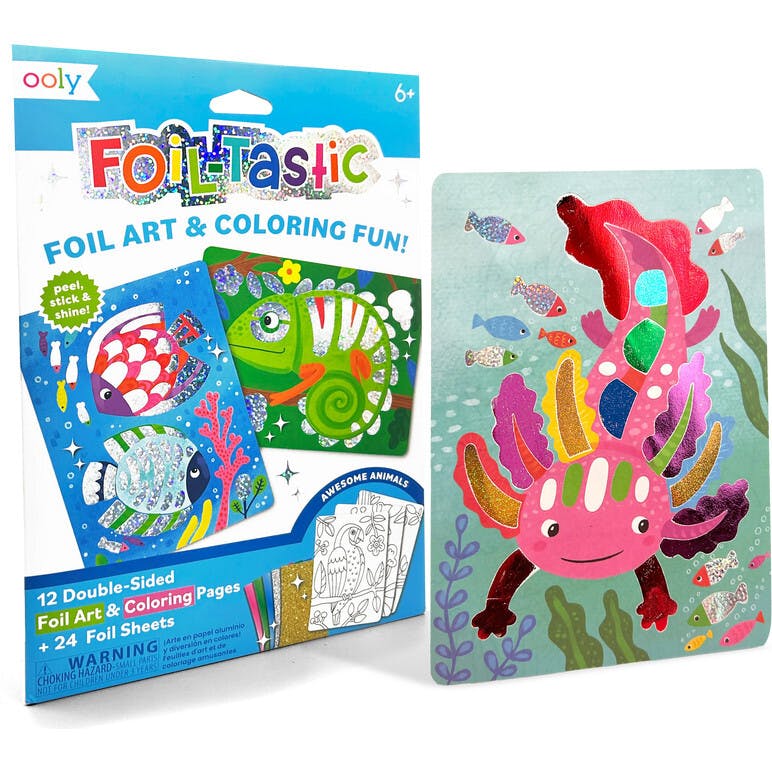 Foil-tastic Foil Art & Coloring Set - Awesome Animals - 12 Pages 24 Foil Sheets