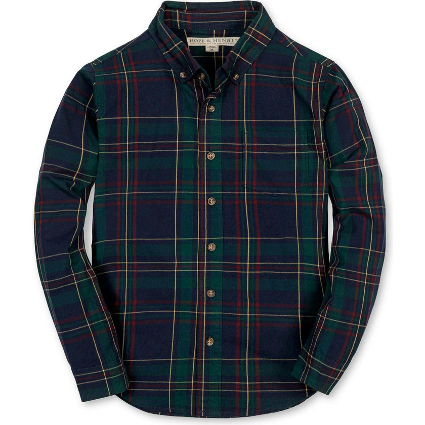Organic Long Sleeve Stretch Poplin Shirt, Blue