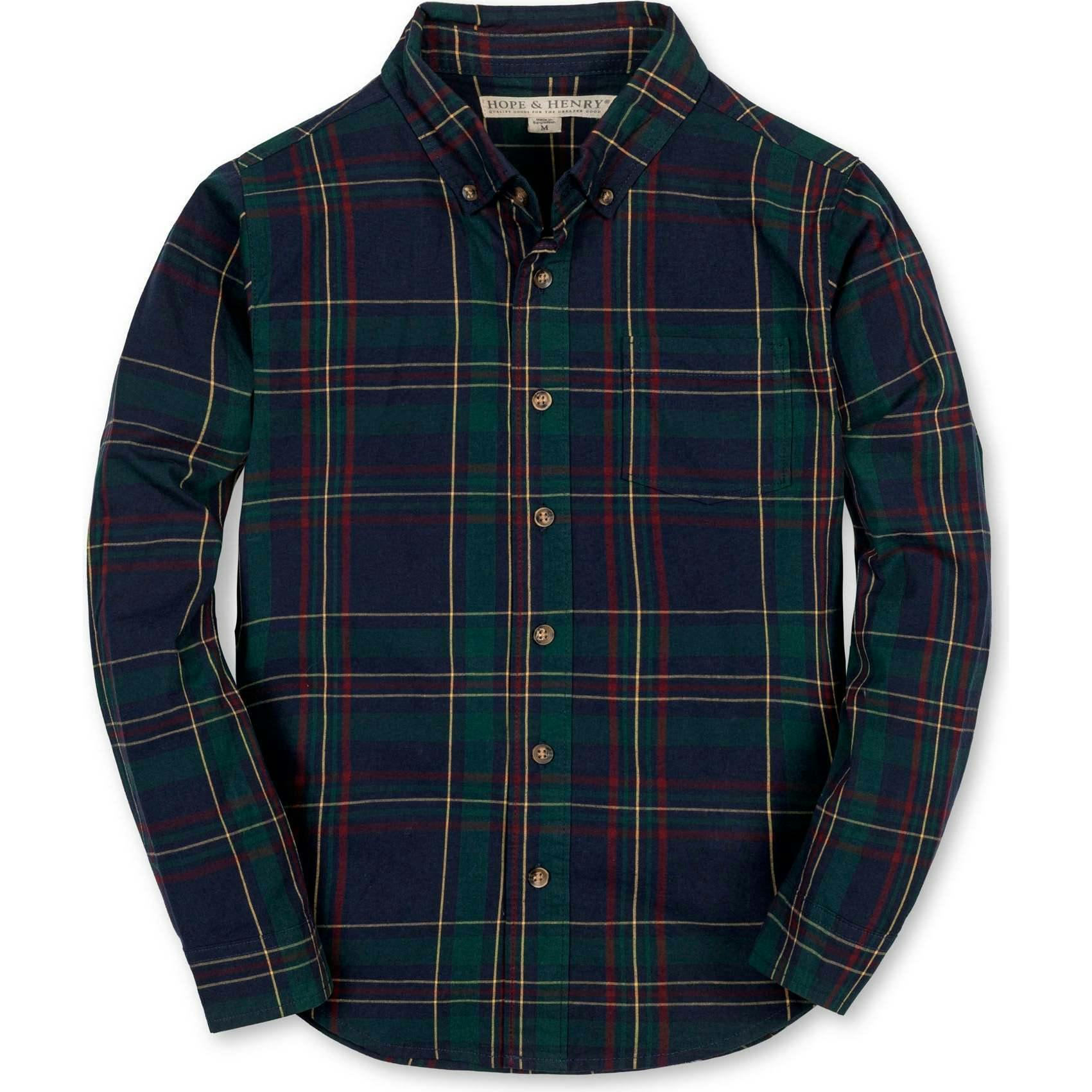 Organic Long Sleeve Stretch Poplin Shirt, Blue