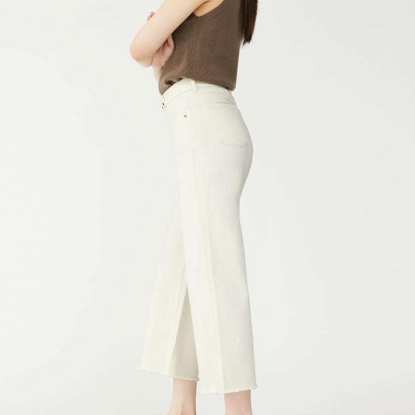 Hepburn Wide Leg High Rise Vintage Jeans | Eggshell