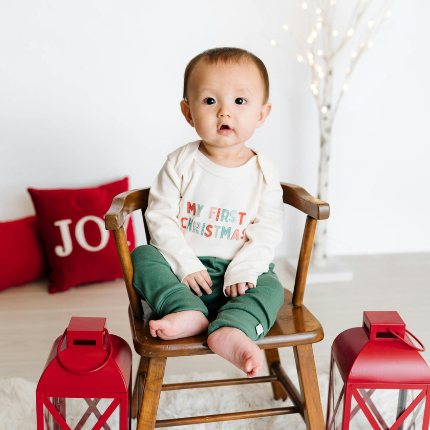 graphic bodysuit | my first christmas (long sleeve)