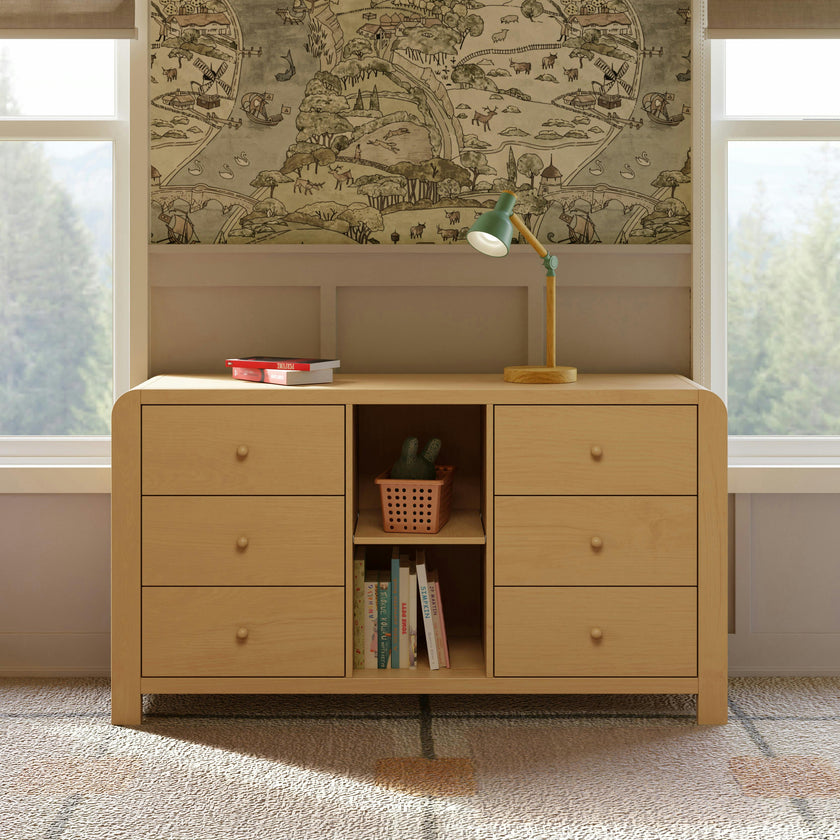 TipToe 6-Drawer Extra Wide Assembled Dresser with Cubbies (62")