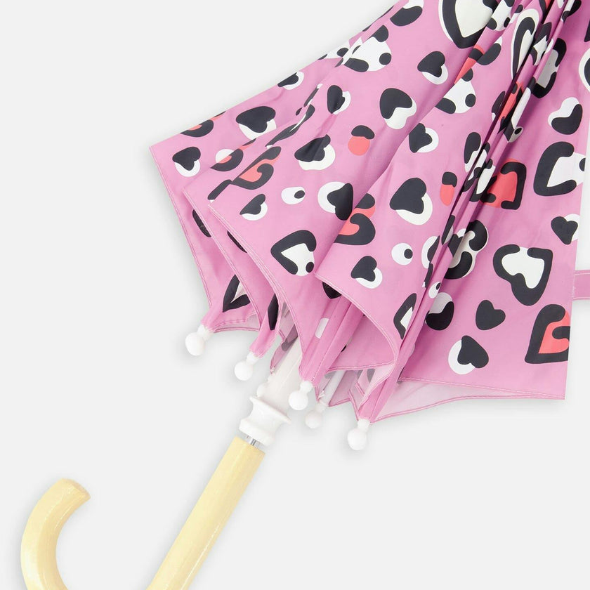 Color-Changing Umbrella Pink Hearts Print