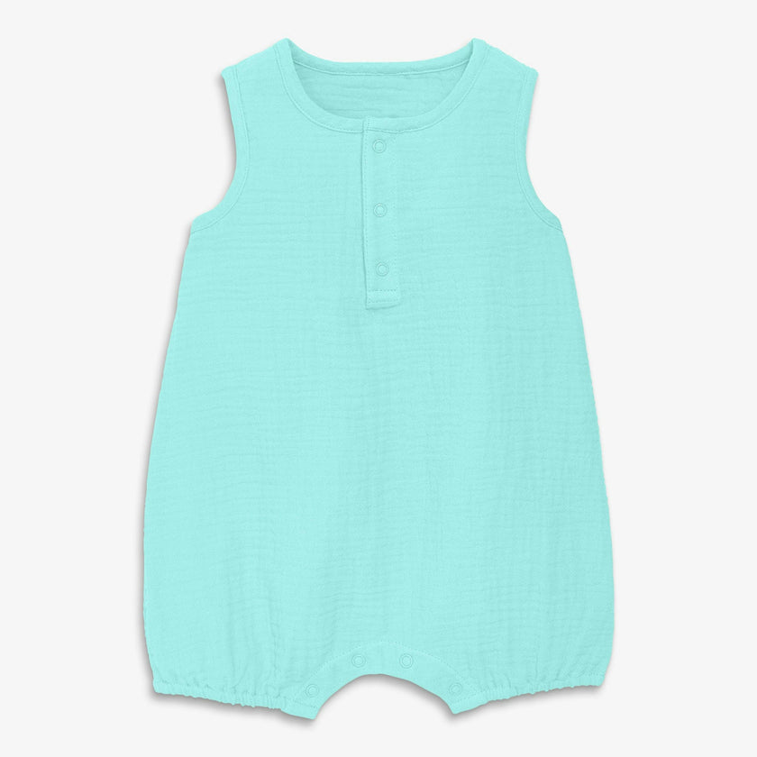 Clearance baby cotton gauze henley bubble shortie