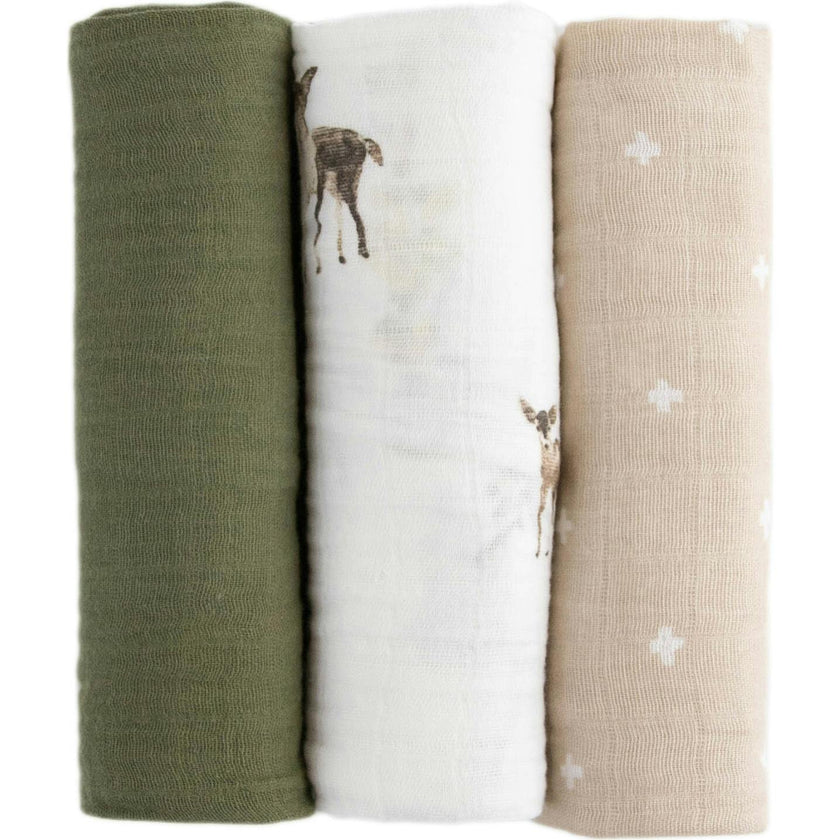 Cotton Muslin Swaddle Blanket 3 Pack - Oh Deer 2