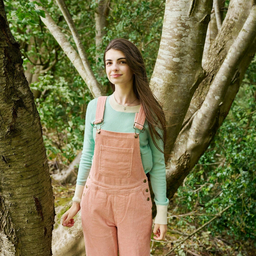 Adult Pink Chunky Cord Overalls