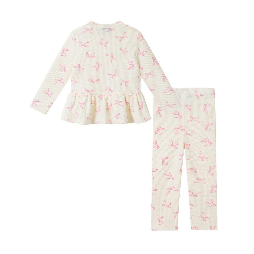Infant Waffle Lounge Set | Pink Bow
