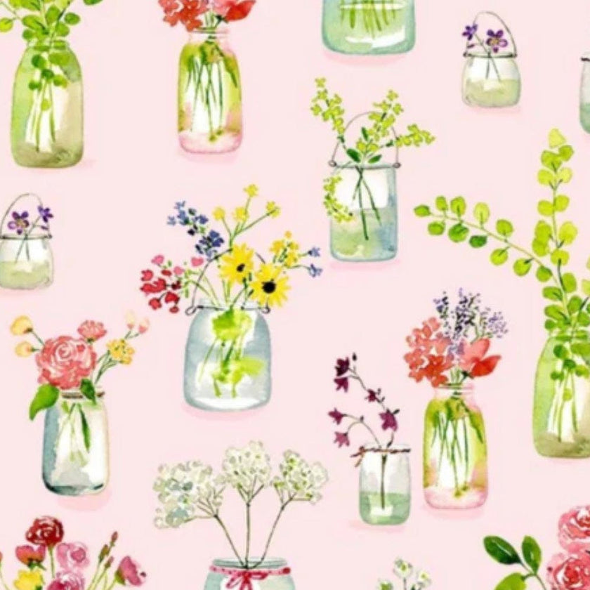 Cross Back Twirly Dress in Pink Plants