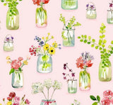 Cross Back Twirly Dress in Pink Plants