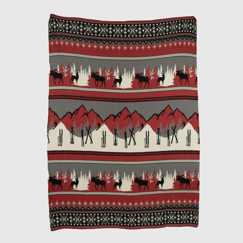 Cotton Sustainable Knit Throw Blanket | Mountain Fair Isle