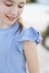 Short Sleeve Sweater With Ruffle