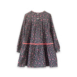 Piper Tiered Dress with Velvet Trim | Ebony Floral
