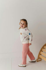 Girls Knit Sweater in Flower Pop