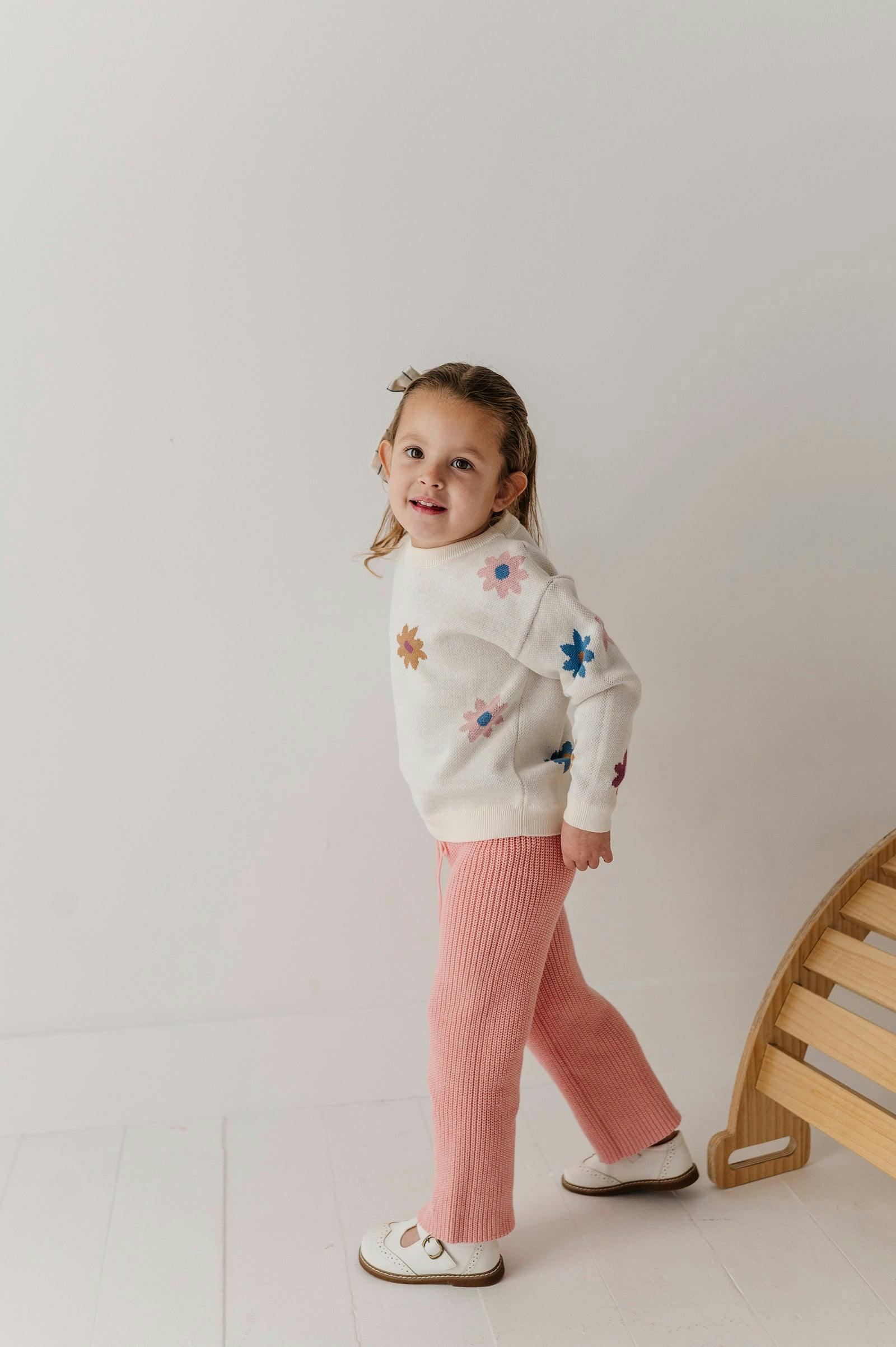 Girls Knit Sweater in Flower Pop