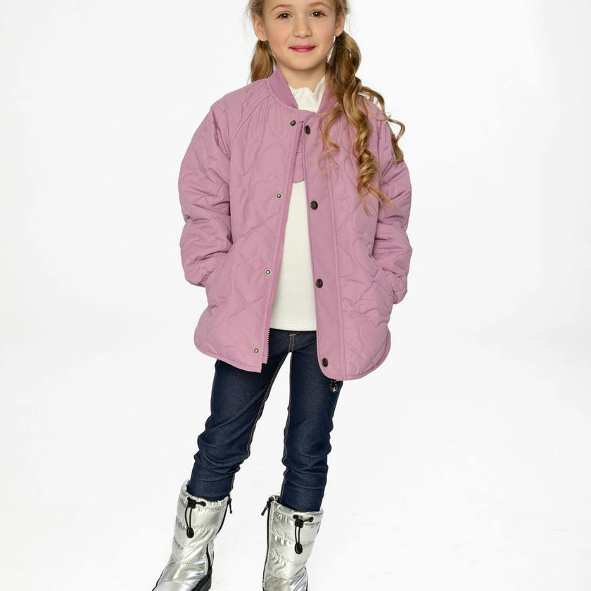 Quilted Raglan Sleeve Jacket Mauve Pink
