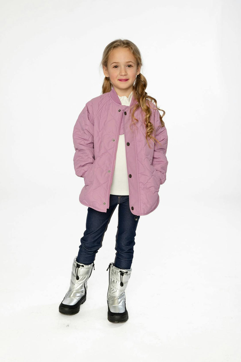 Quilted Raglan Sleeve Jacket Mauve Pink