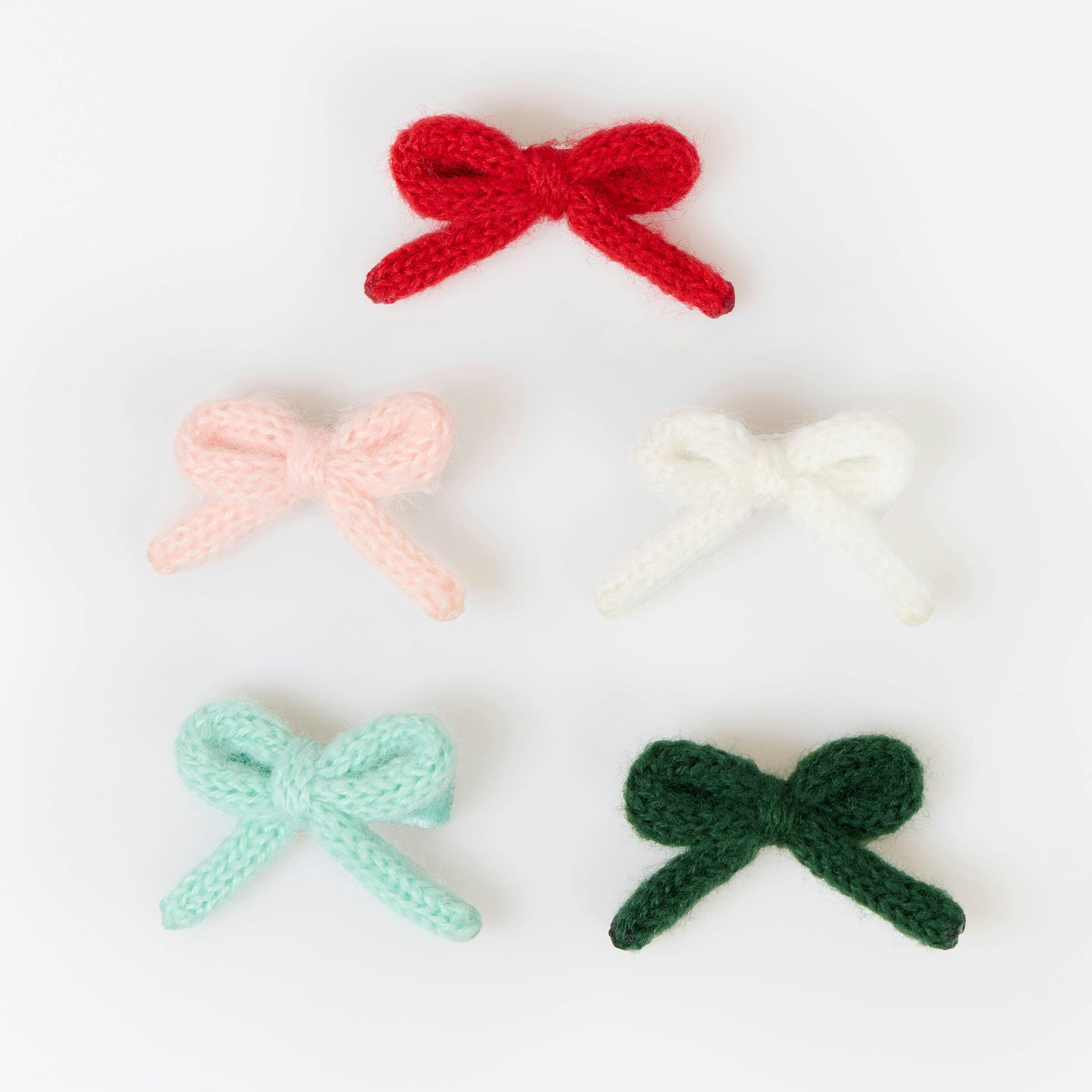 Knitted Bow Hair Clips