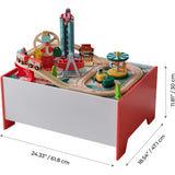 Teamson Kids Florida Amusement Park Wooden Activity Table with 6 Mini-Games