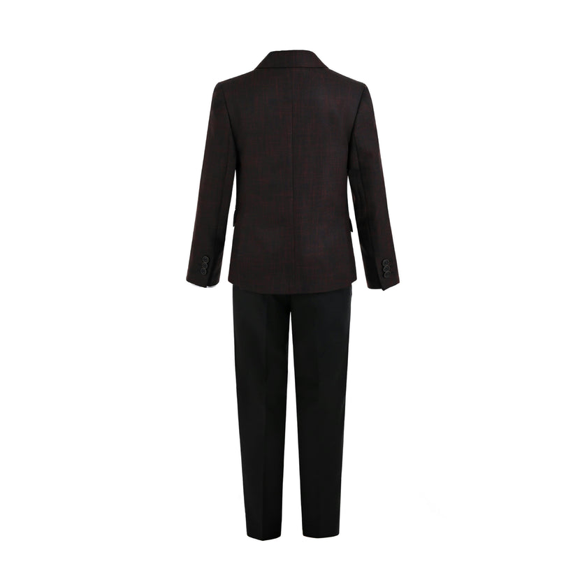 Burgundy Alexander Checked Pattern Blazer Suit Set