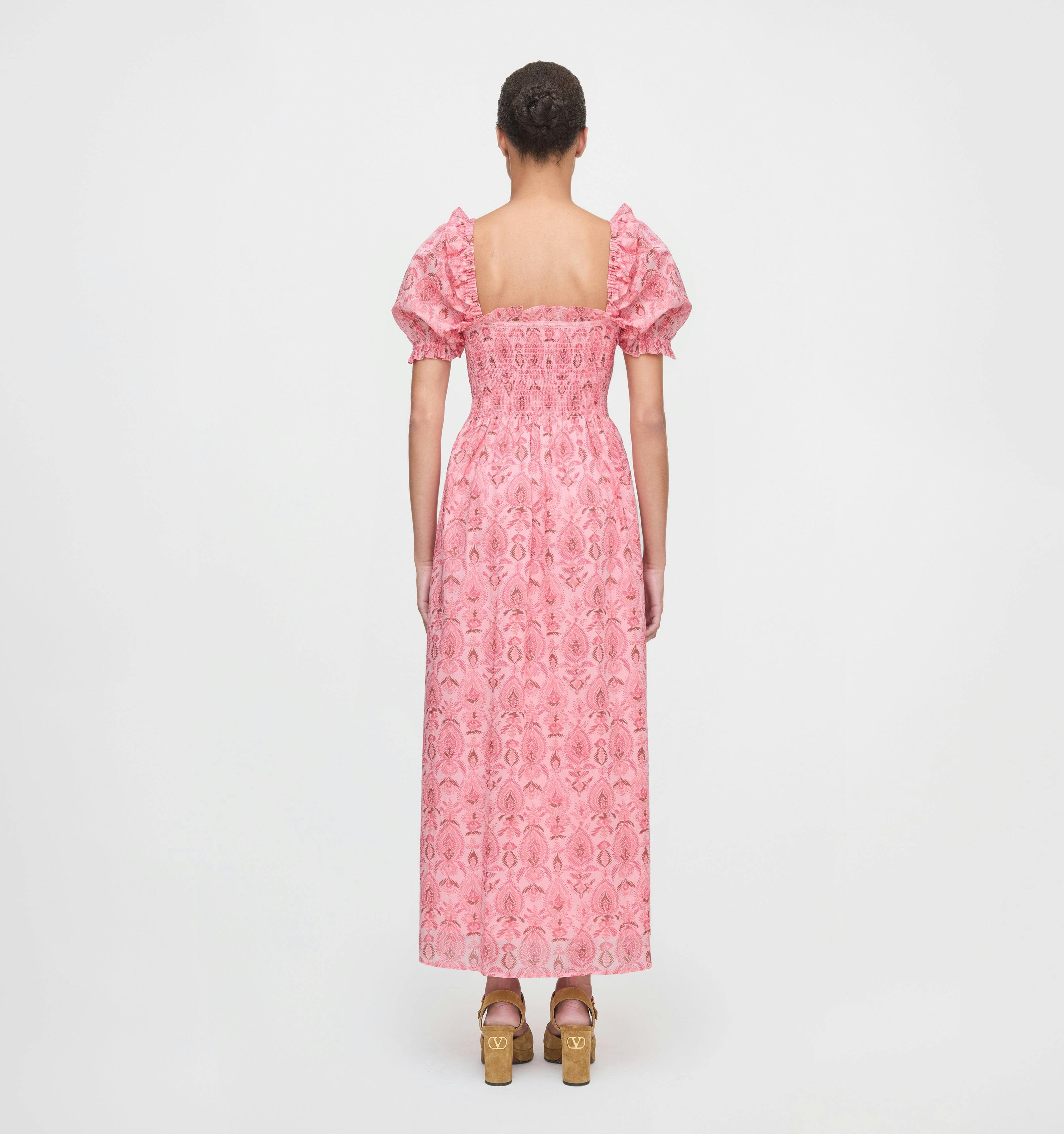 The Scarlett Nap Dress - Pink Palm Ikat