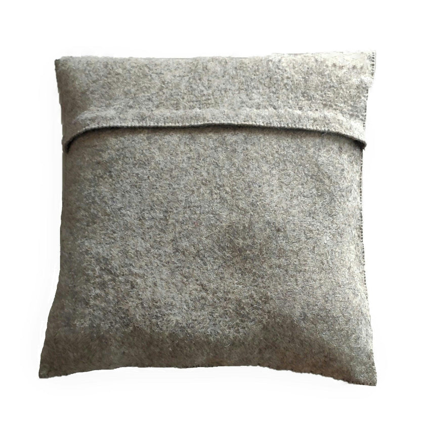 Hand Felted Wool Pillow Cover, Cream Peace Sign Gray, 20"