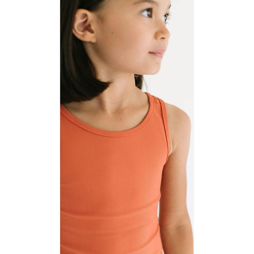 Ribbed Longline Crop, Orange