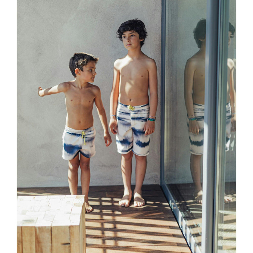 Tie-dye Swim Trucks, Blue And Beige