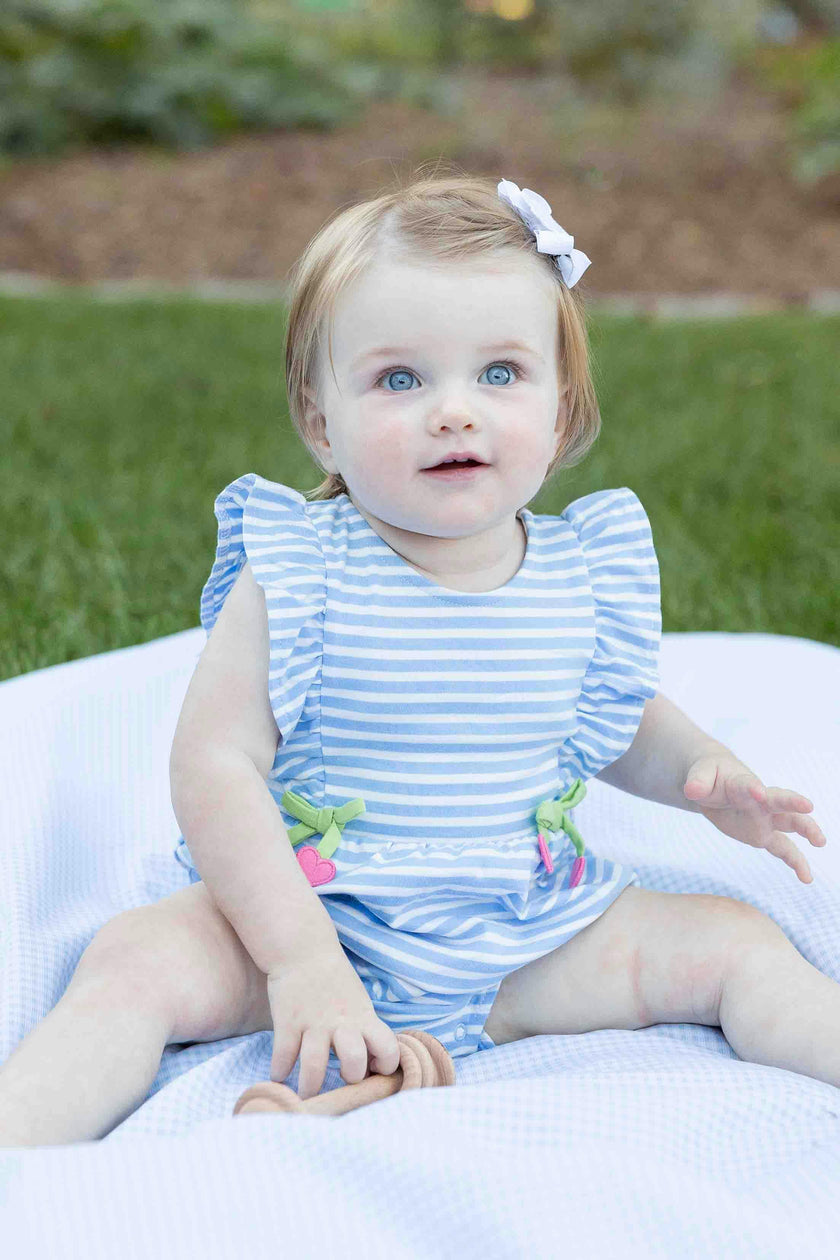 Stripe Knit Romper With Heart Cherries
