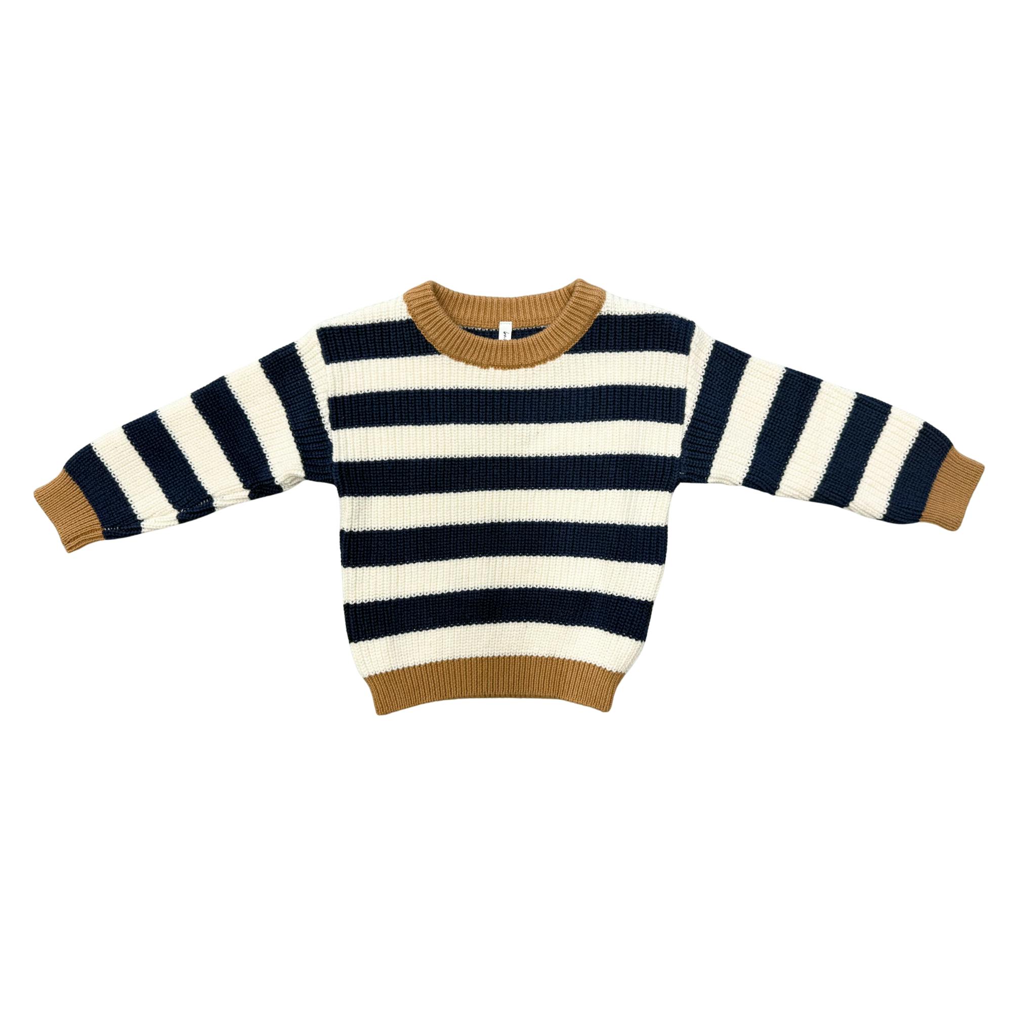Knit Sweater in Charcoal Bronze Stripe