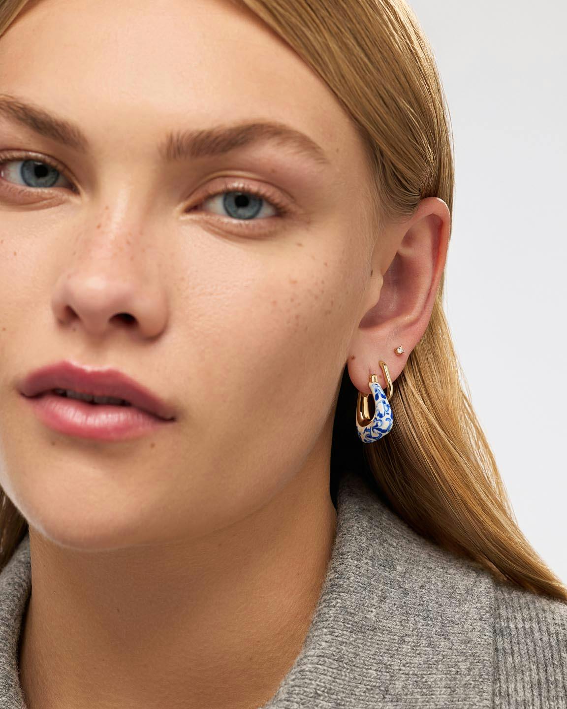 Statement Earrings - Dakota Marble Blue
