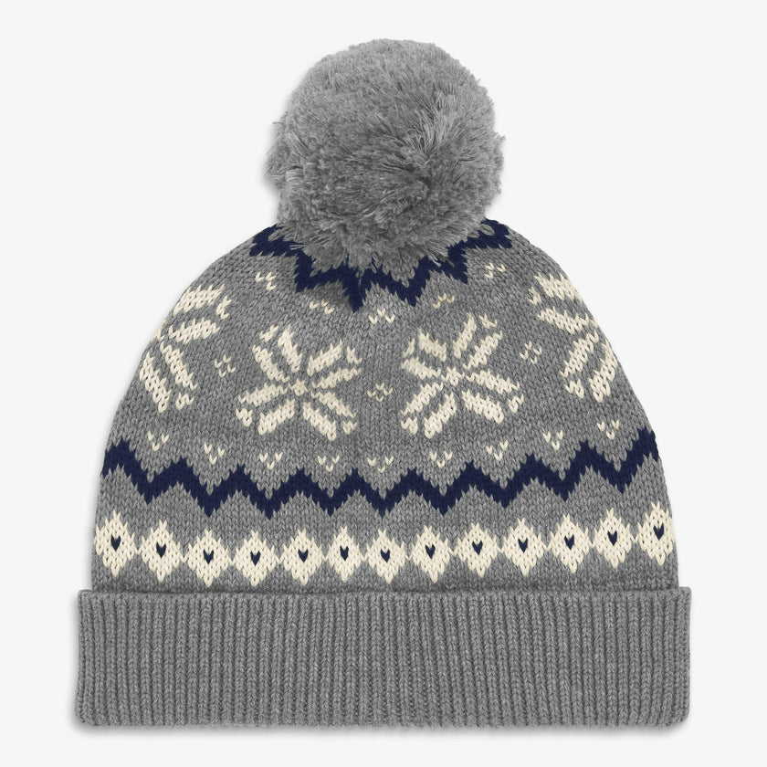 Kids knit beanie in snowflake fair isle