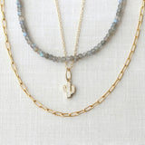Opal Cactus Charm Necklace