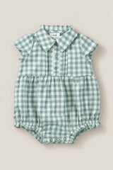 Baby Amber Romper in Sage Gingham