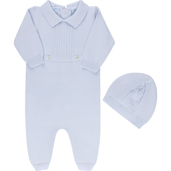 Cable Knit Longall with Hat Blue