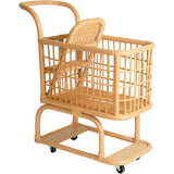Kids Handcrafted Rattan Shopping Cart With Baby Seat - Wicker