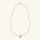 Heshi Pearl Necklace with Emerald Heart