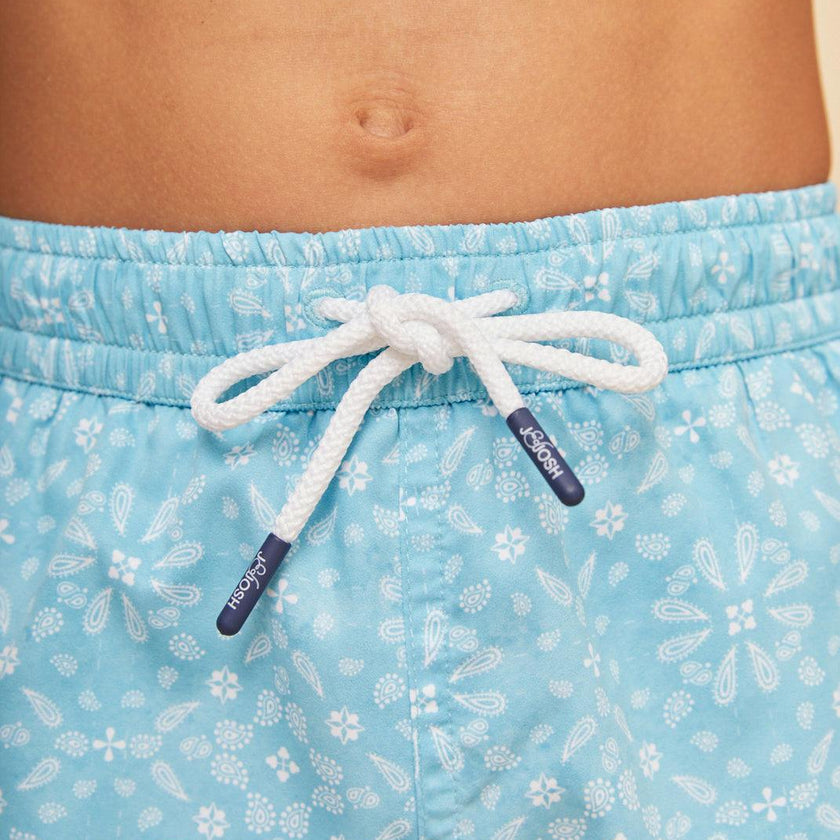 Sky Blue Bandana Boys' Swim Shorts