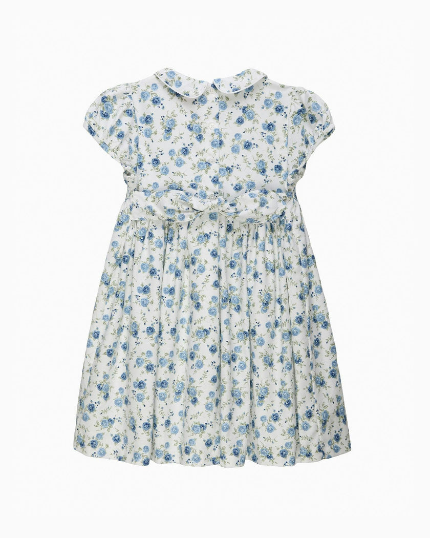 Arabella Rose Floral Smocked Dress in Blue