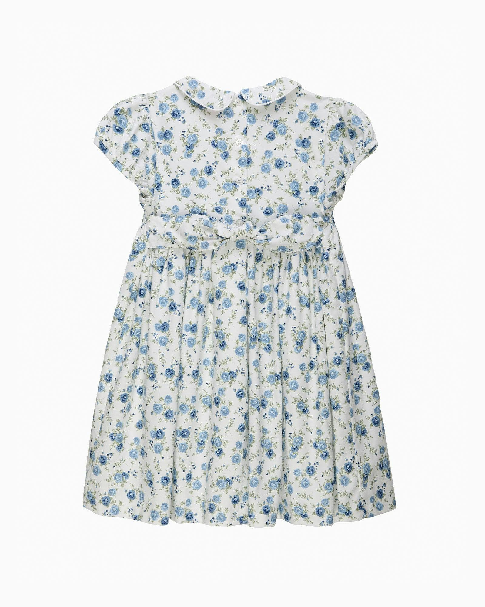 Arabella Rose Floral Smocked Dress in Blue