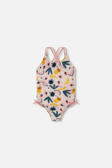 One-Piece Swimsuit Pink Printed Fruits