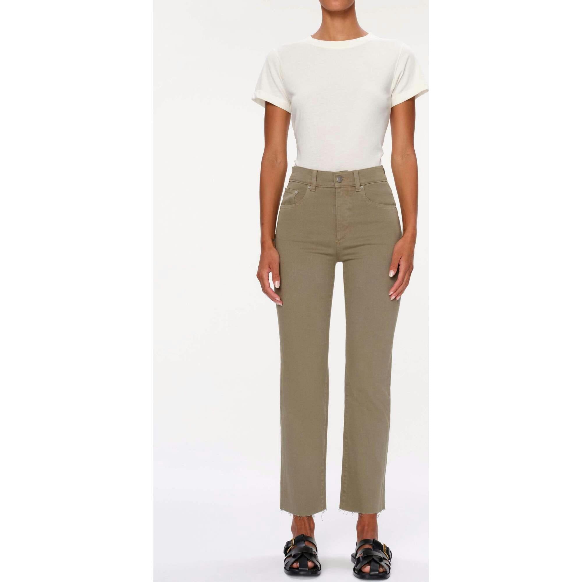 Patti Straight High Rise Ankle Jeans | Pale Green