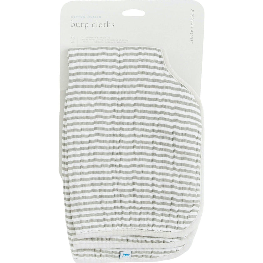 Cotton Muslin Burp Cloth 2 Pack - Grey Stripe