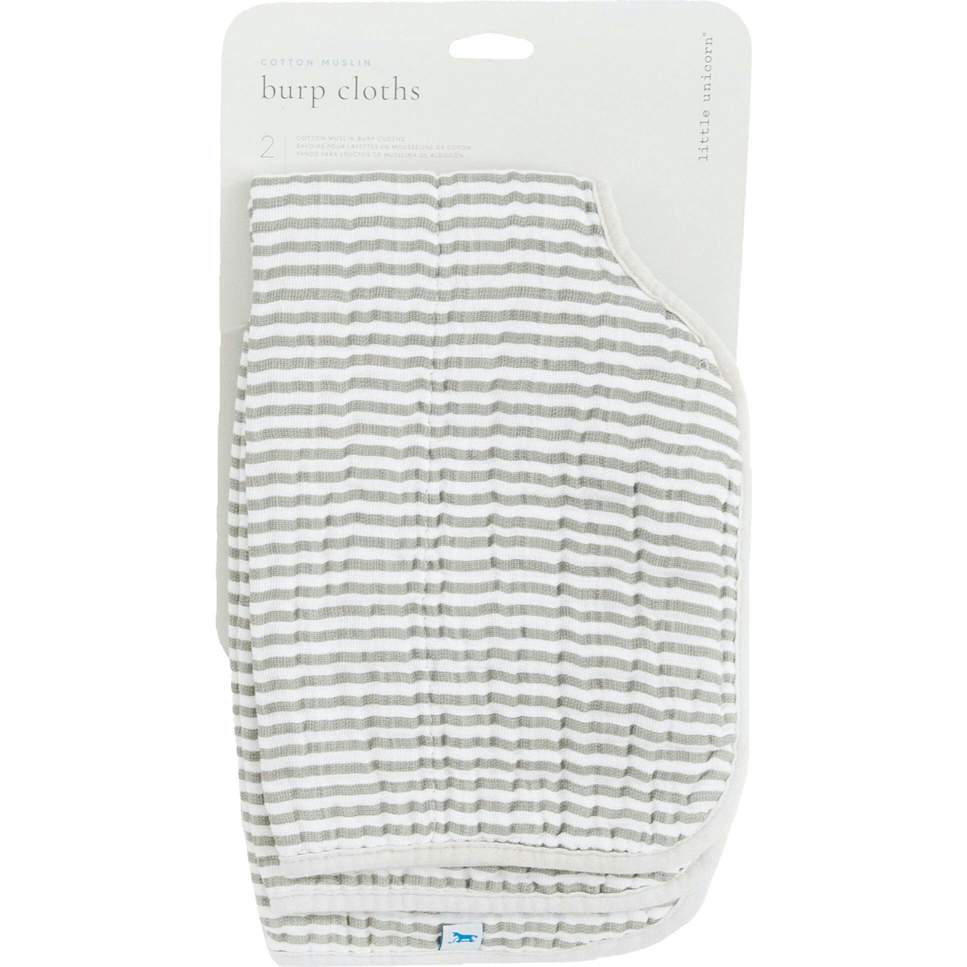 Cotton Muslin Burp Cloth 2 Pack - Grey Stripe