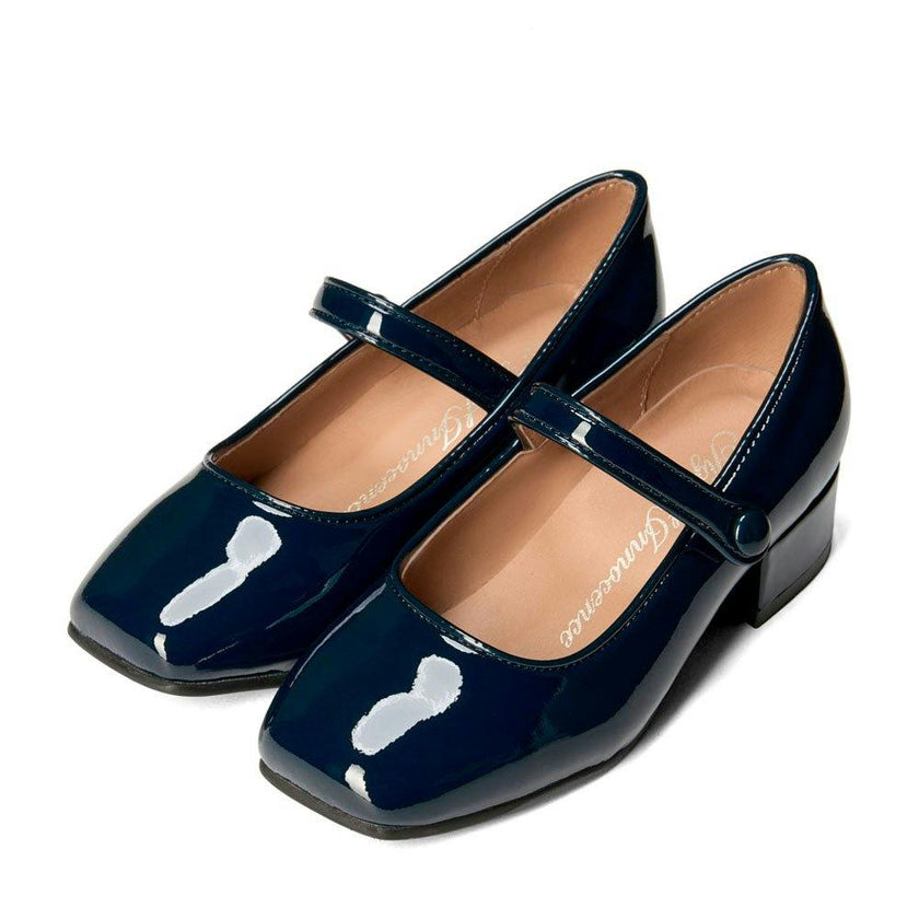 Holly Glossy Leather Heeled Square Toe Mary Jane Shoes