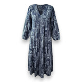 Amalie Women's Kaftan Patchwork Bandana, Navy