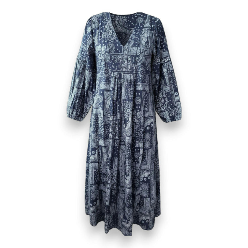 Amalie Women's Kaftan Patchwork Bandana, Navy