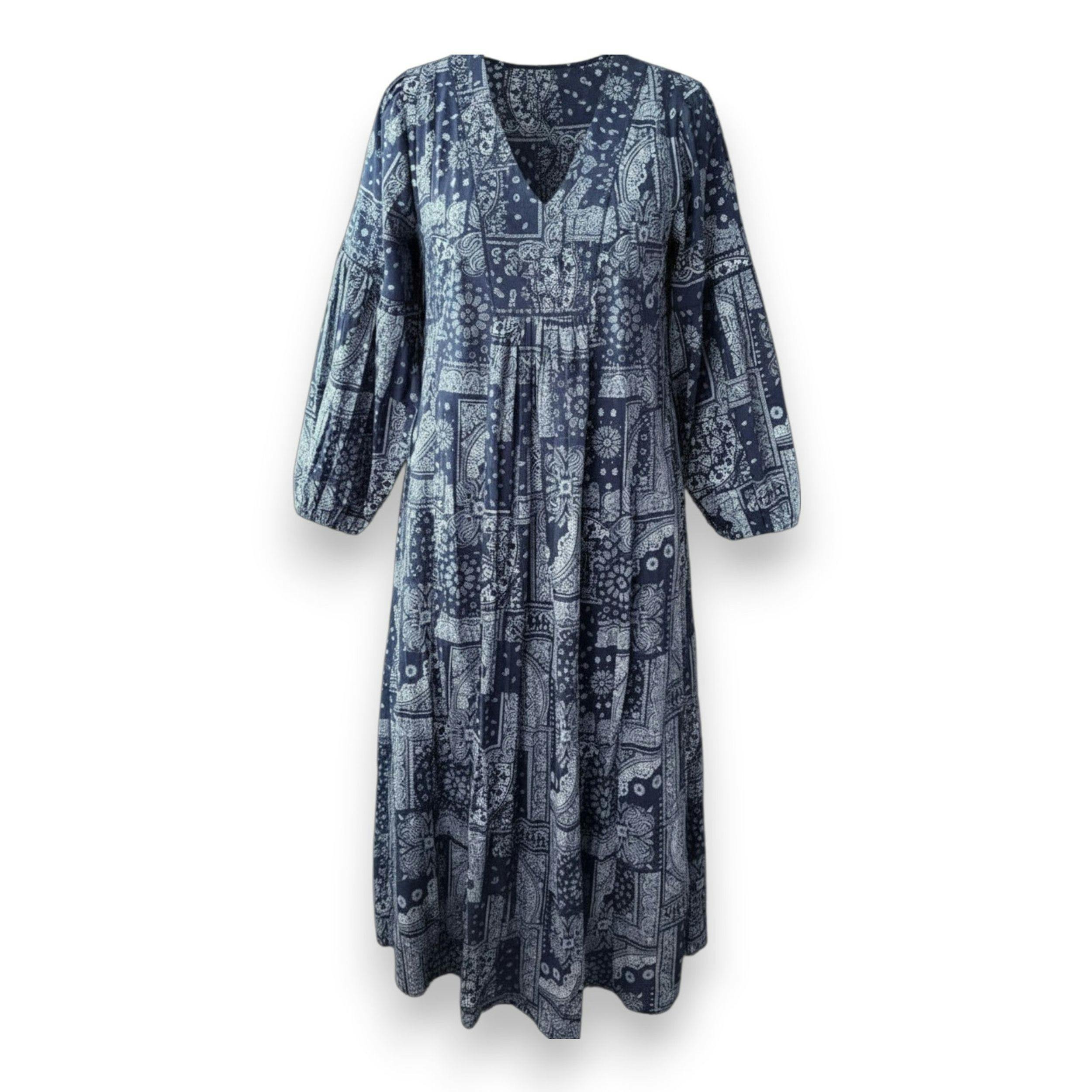 Amalie Women's Kaftan Patchwork Bandana, Navy